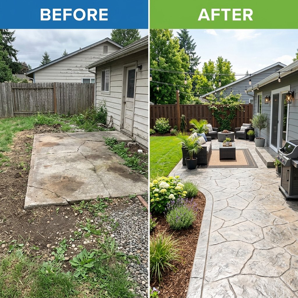Flagstone-Look Overlay Patio Transformation